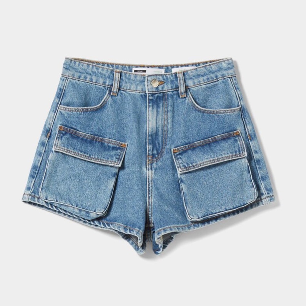 Bershka Denim Cargo Shorts